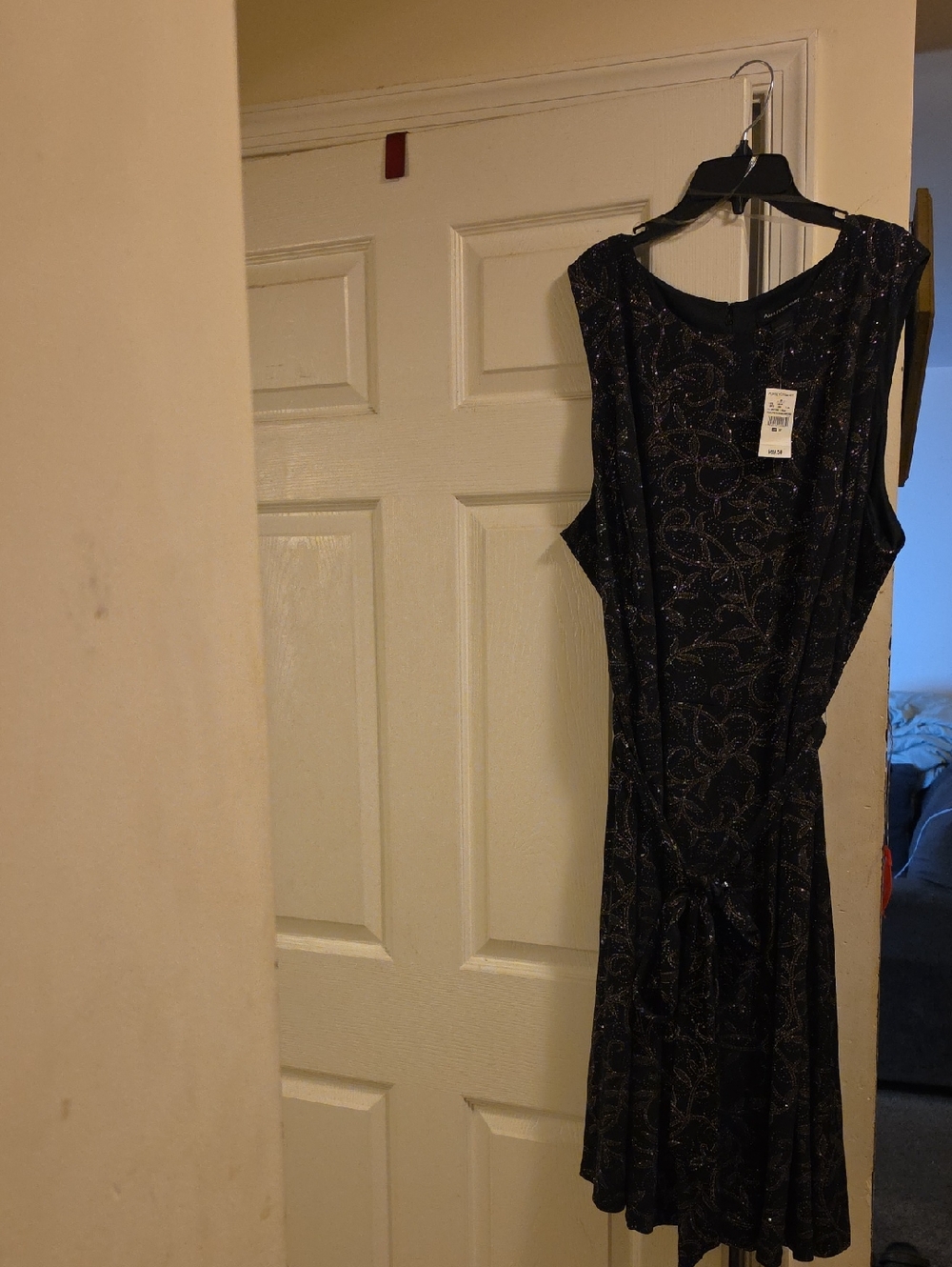 Ashley Stewart Black Glitter Paisley Midi Dress